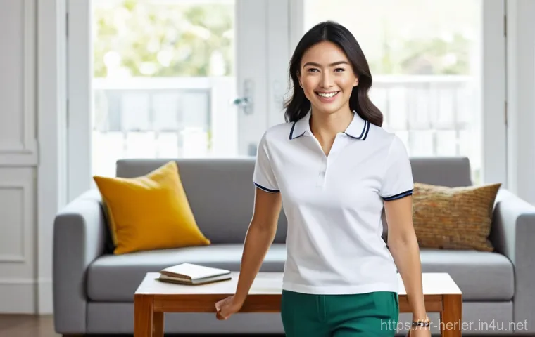 생활가사도우미와 가정관리 전문가의 차이점 - **Prompt:** A bright and modern living room filled with natural light, impeccably clean and organize...