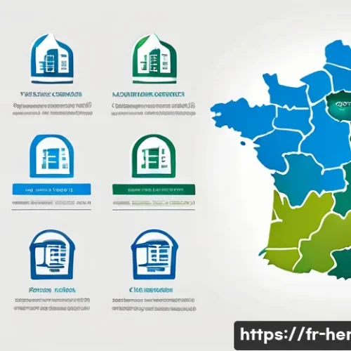 생활가사도우미 자격증의 시험 비용과 준비 예산 - A detailed infographic-style image showing a French regional map with icons representing different e...